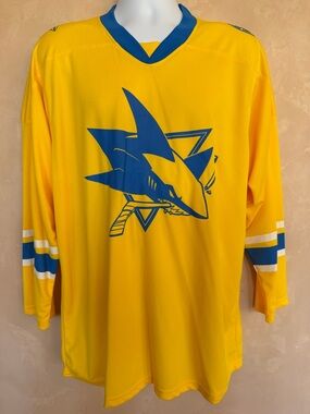San Jose Sharks promo shirt/Hockey Jersey with Blue Shark & Warriors Logo